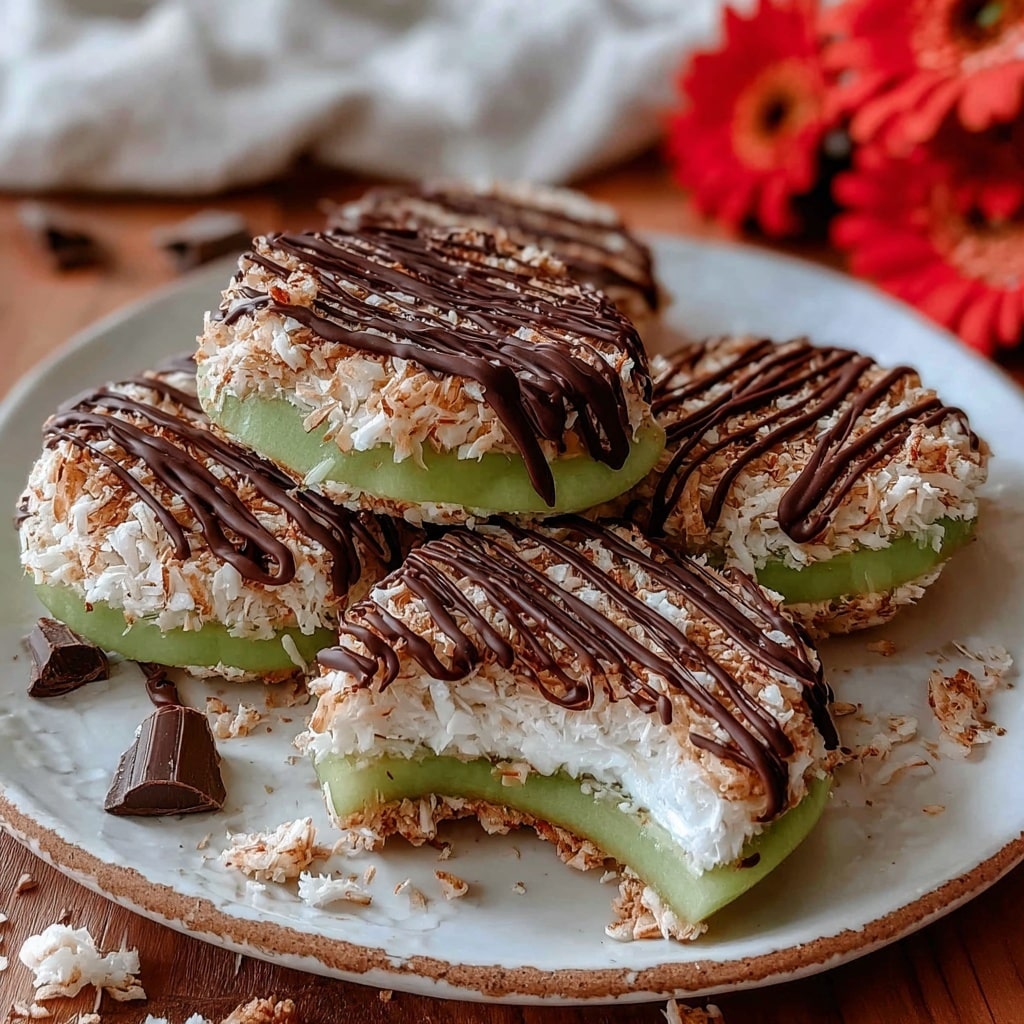 Samoa Apple Slices: Fried Apple Rings with Caramel, Coconut, and Chocolate Recipe - Recipe Image