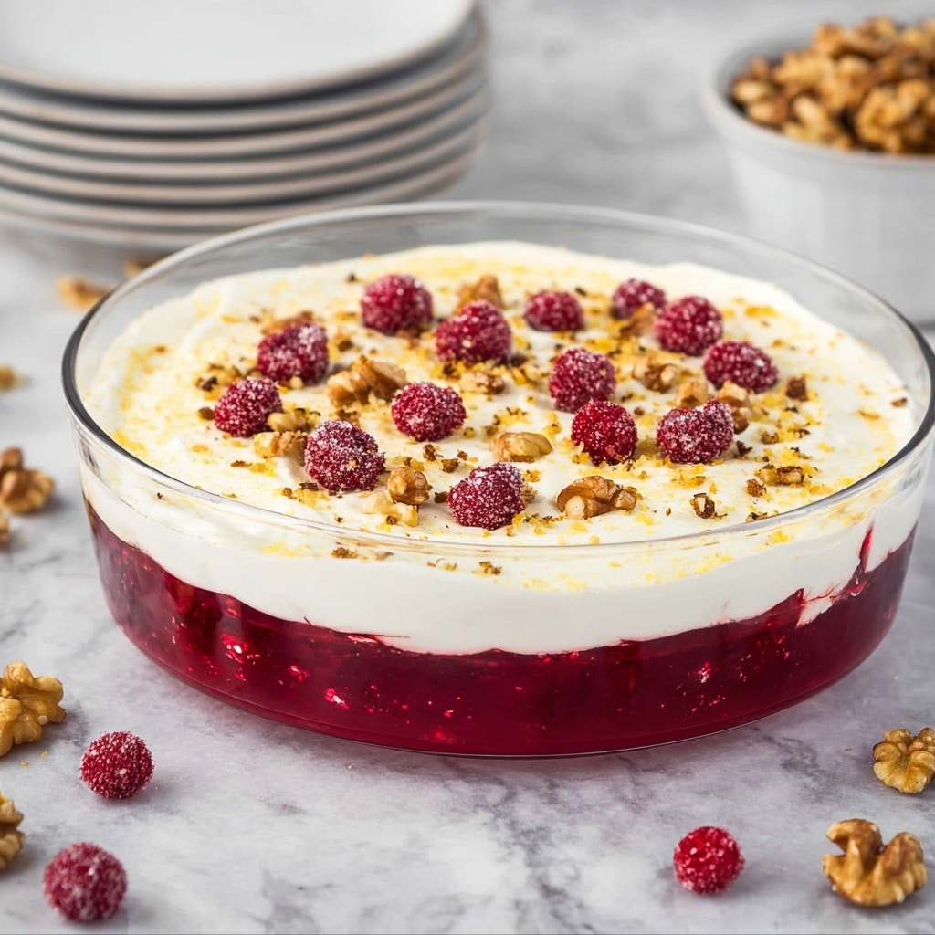 Cranberry Jello Salad With Cream Cheese Topping Recipe - Recipe Image