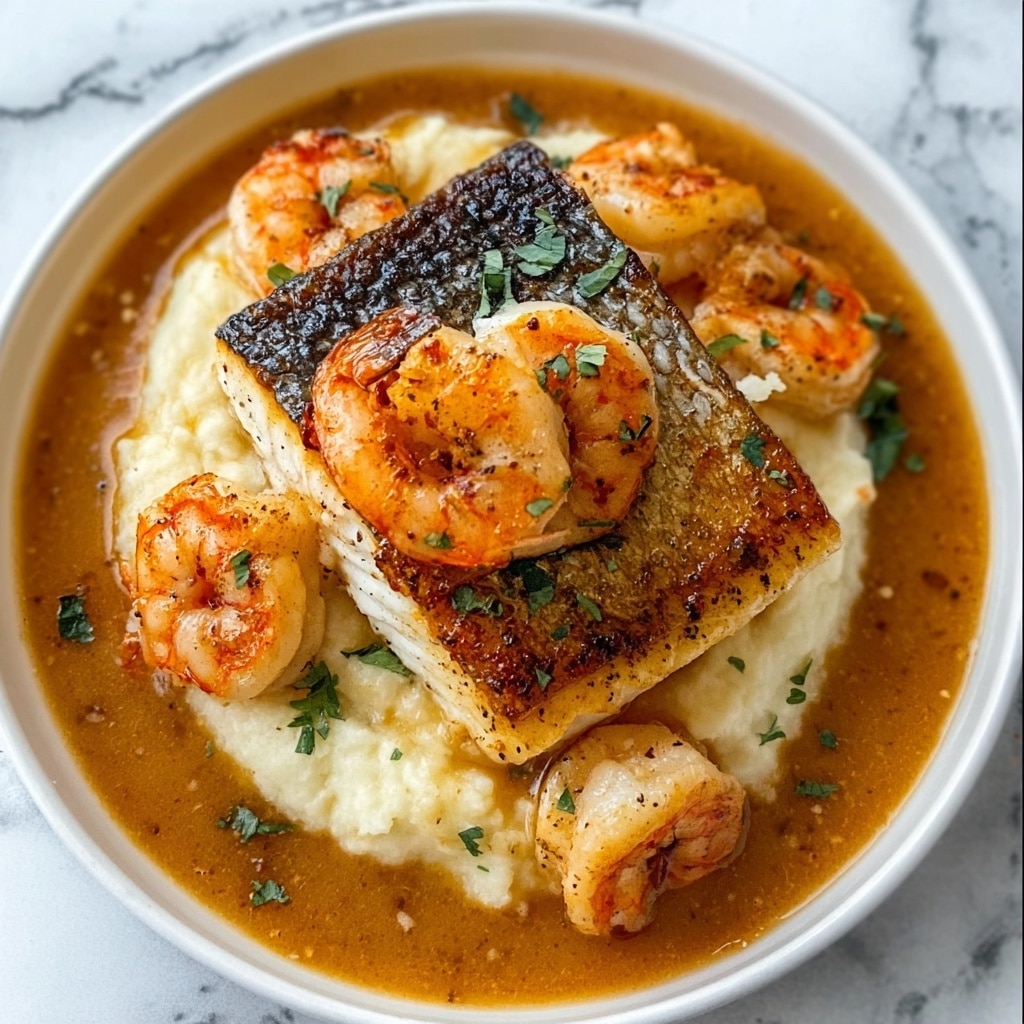 Red Snapper & Shrimp Grits with a Cajun Cream Sauce Recipe - Recipe Image