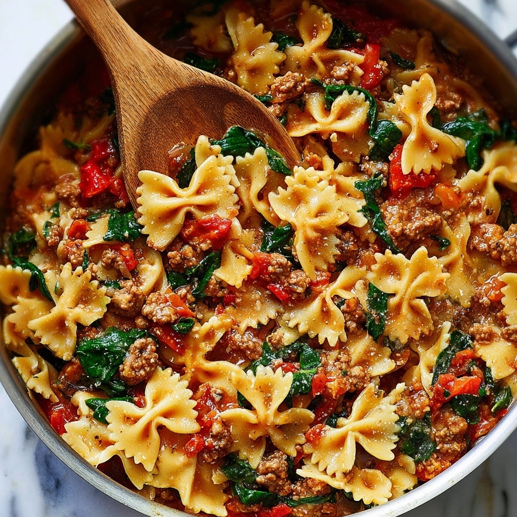 Tomato Spinach Sausage Pasta Recipe - Recipe Image