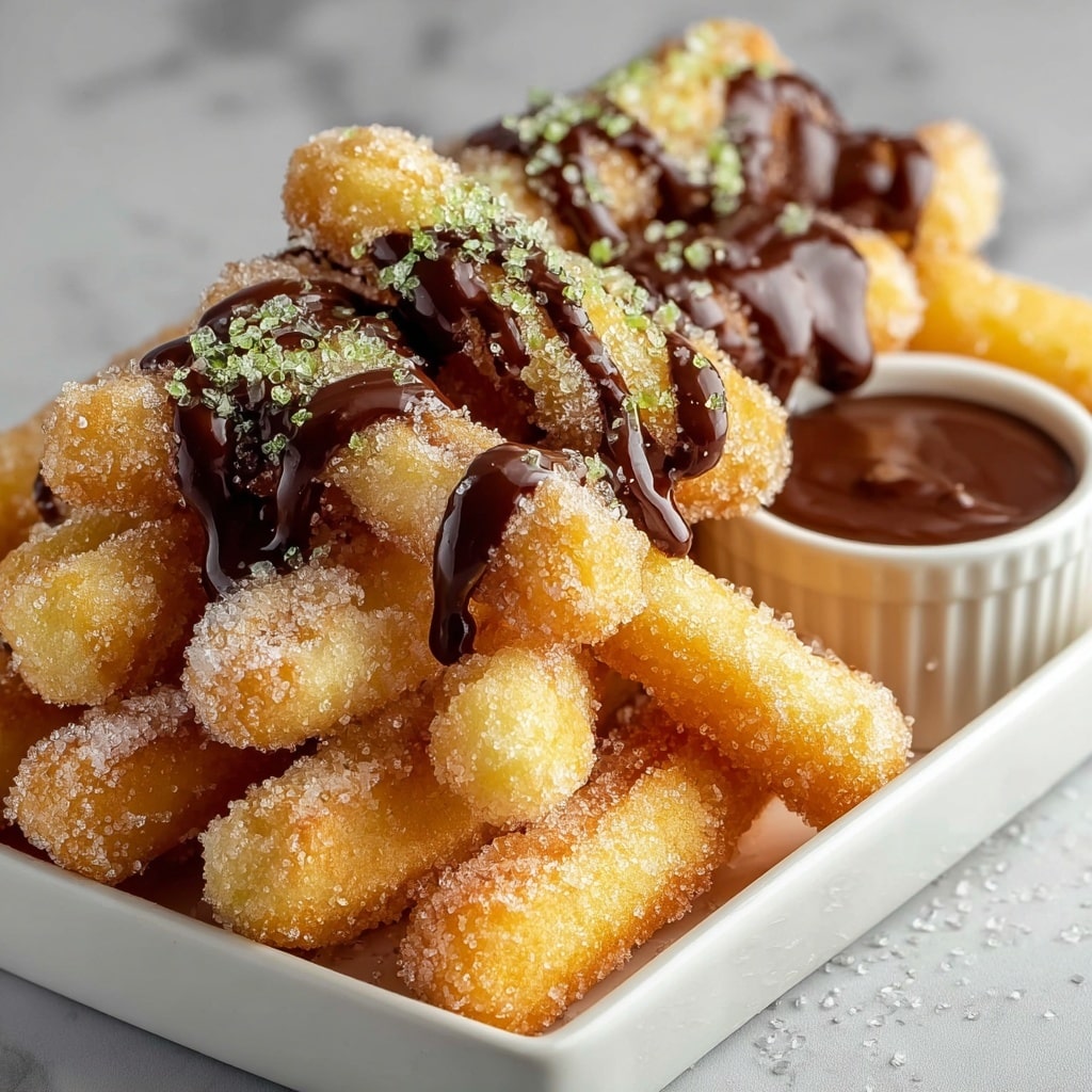 Air Fryer Churro Bites with Cinnamon Sugar and Dipping Sauces Recipe - Recipe Image