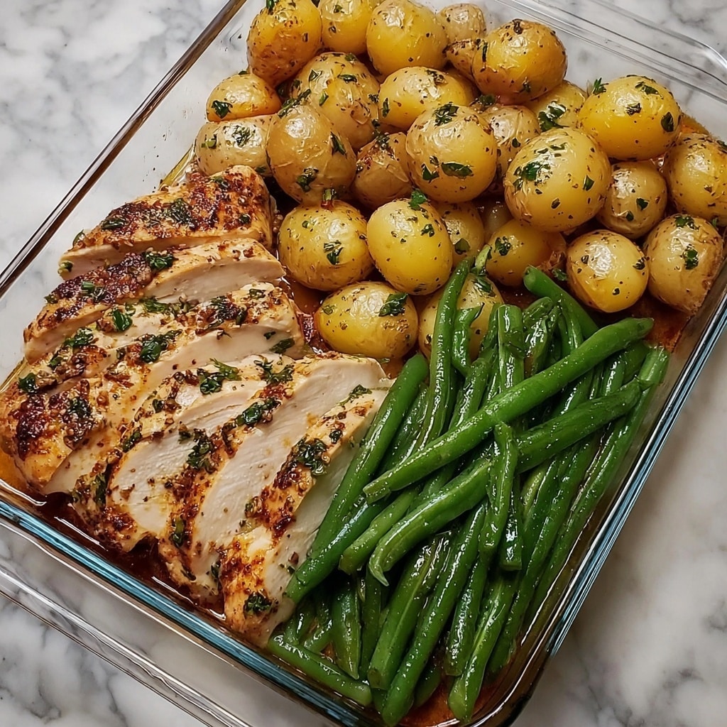 One-Pan Garlic Herb Chicken with Potatoes & Green Beans Recipe - Recipe Image