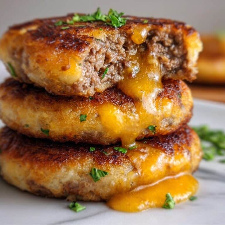 Cheesy Beef Stuffed Potato Cakes Recipe