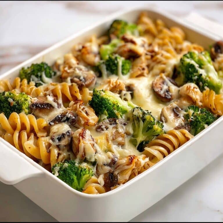 Healthier Broccoli Chicken Casserole with Whole-Wheat Rotini and Cheddar Recipe