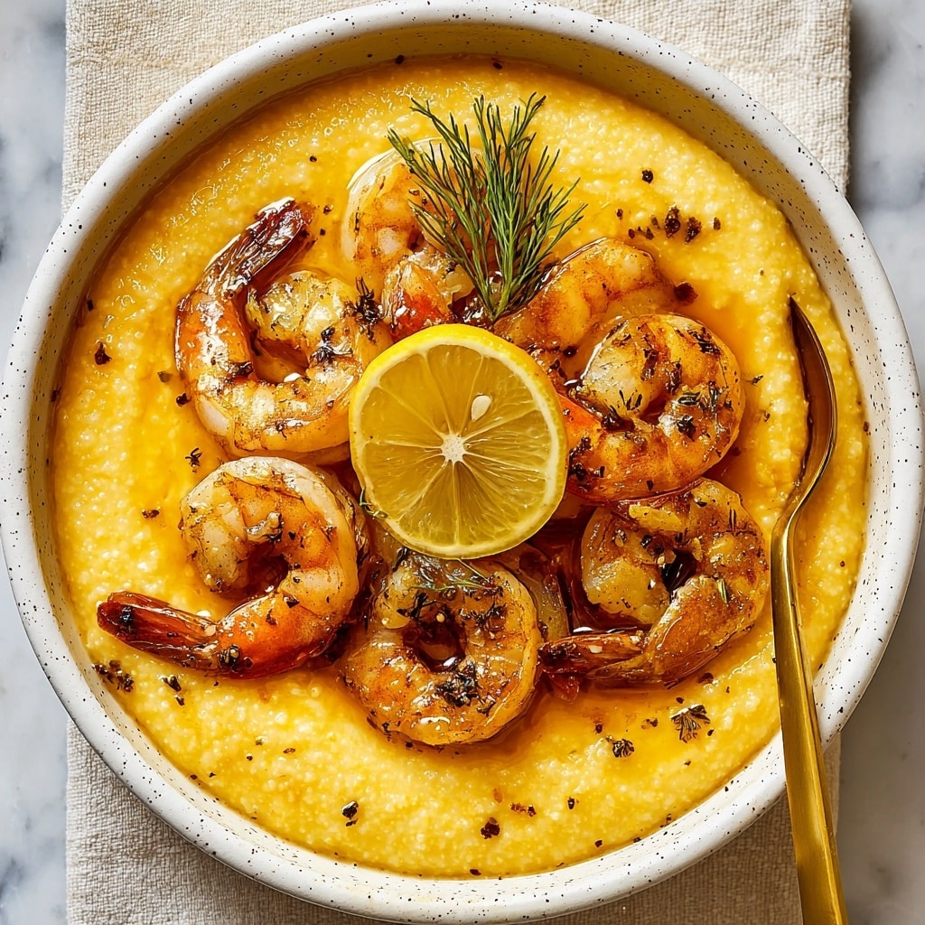 Honey Butter Cajun Shrimp with Smoked Gouda Grits Recipe - Recipe Image
