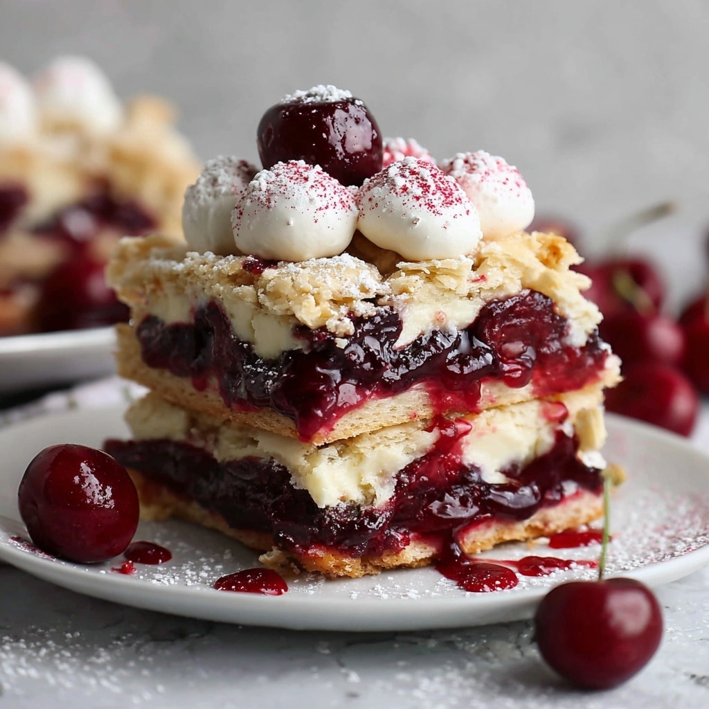 Cherry Pie Bars with Vanilla-Almond Glaze Recipe - Recipe Image