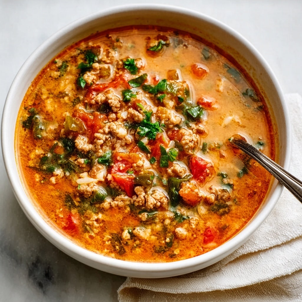 Stuffed Pepper Soup with Ground Beef and Rice Recipe - Recipe Image