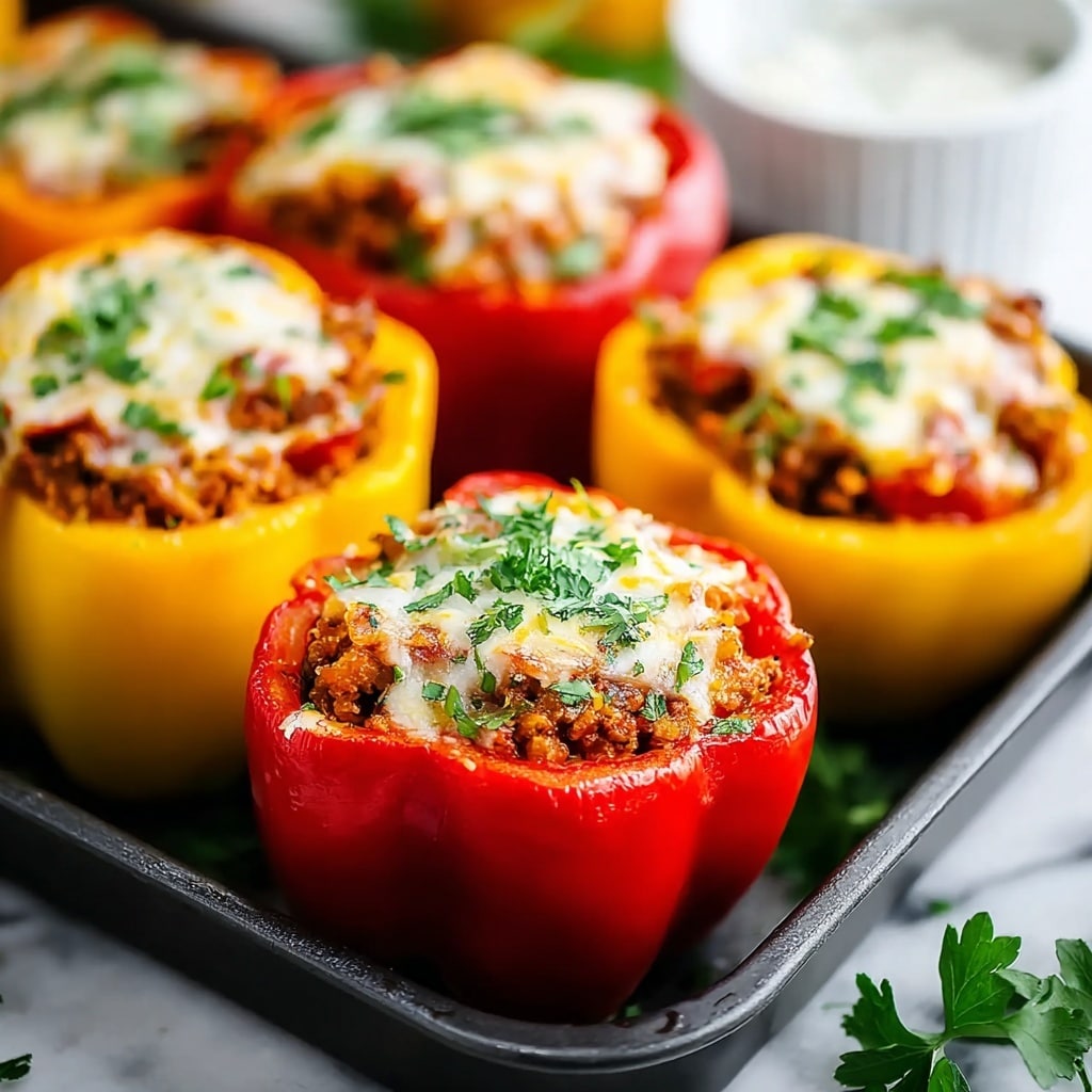 Stuffed Bell Peppers with Ground Turkey and Brown Rice Recipe - Recipe Image