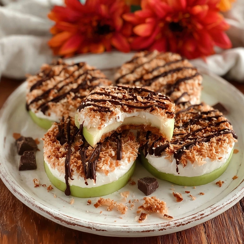 Samoa Apple Slices: Fried Apple Rings with Caramel, Coconut, and Chocolate Recipe - Recipe Image