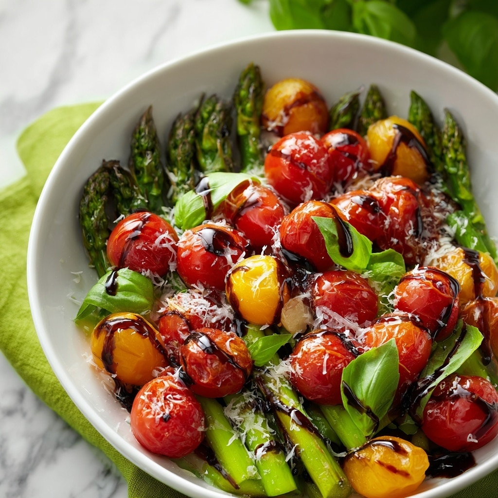 Balsamic Glazed Roasted Tomato and Asparagus Recipe - Recipe Image
