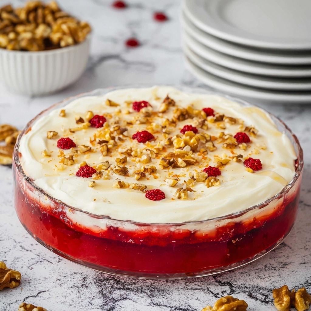 Cranberry Jello Salad With Cream Cheese Topping Recipe - Recipe Image