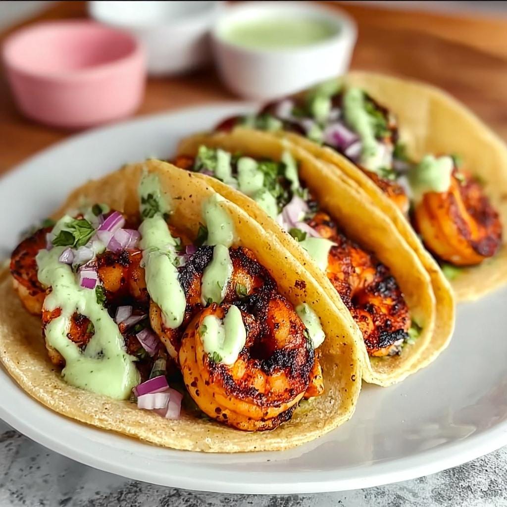 Spicy Shrimp Tacos with Avocado Crema Recipe - Recipe Image