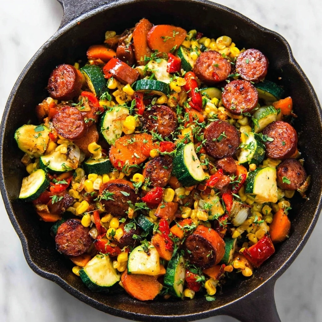 Roasted Chicken Sausage Veggie Skillet Recipe - Recipe Image