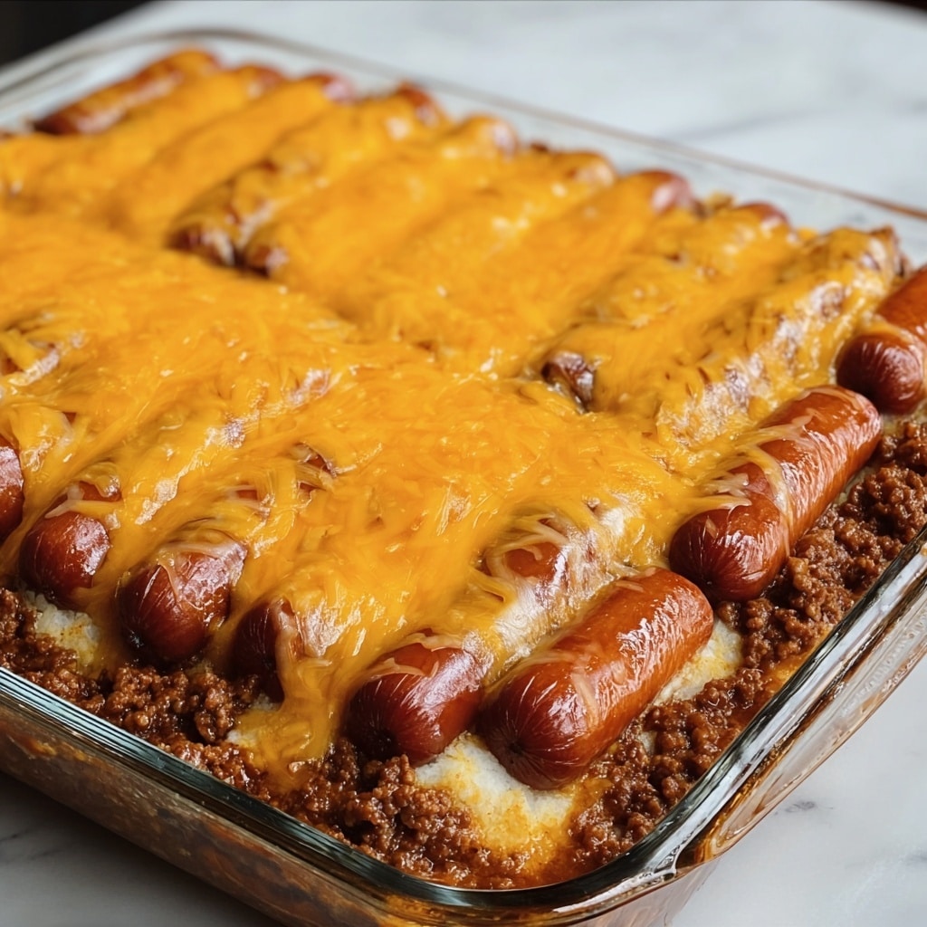 Fully Loaded Classic Chili Cheese Dog Casserole Recipe - Recipe Image