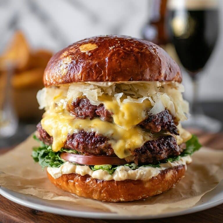 Corned Beef Burgers with Irish Cheddar and Sauerkraut Recipe