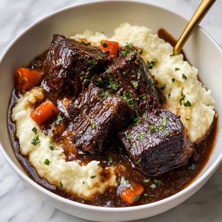 Braised Beef Short Ribs in Red Wine with Vegetables and Herbs Recipe