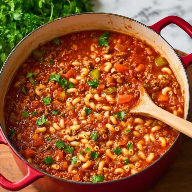 Easy One-Pot American Goulash with Ground Beef, Tomatoes, and Cheddar Recipe