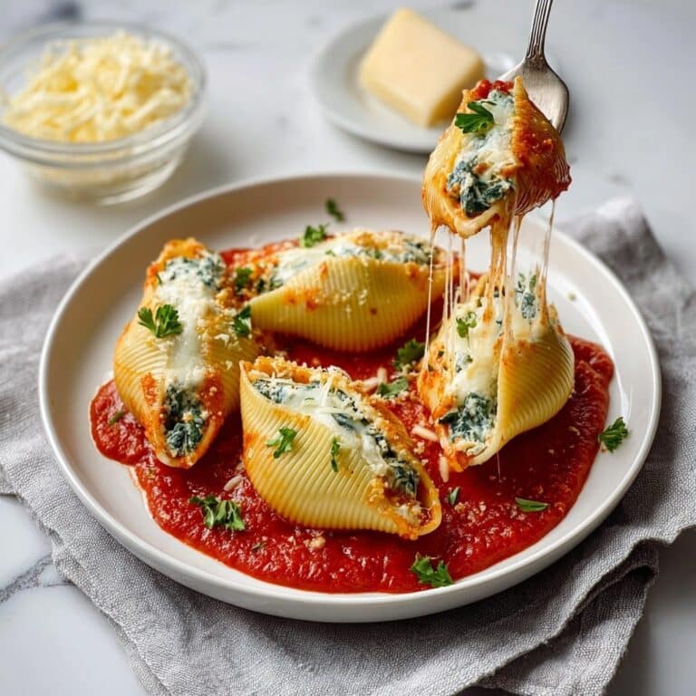 Creamy Spinach and Ricotta Stuffed Shells with Marinara Recipe