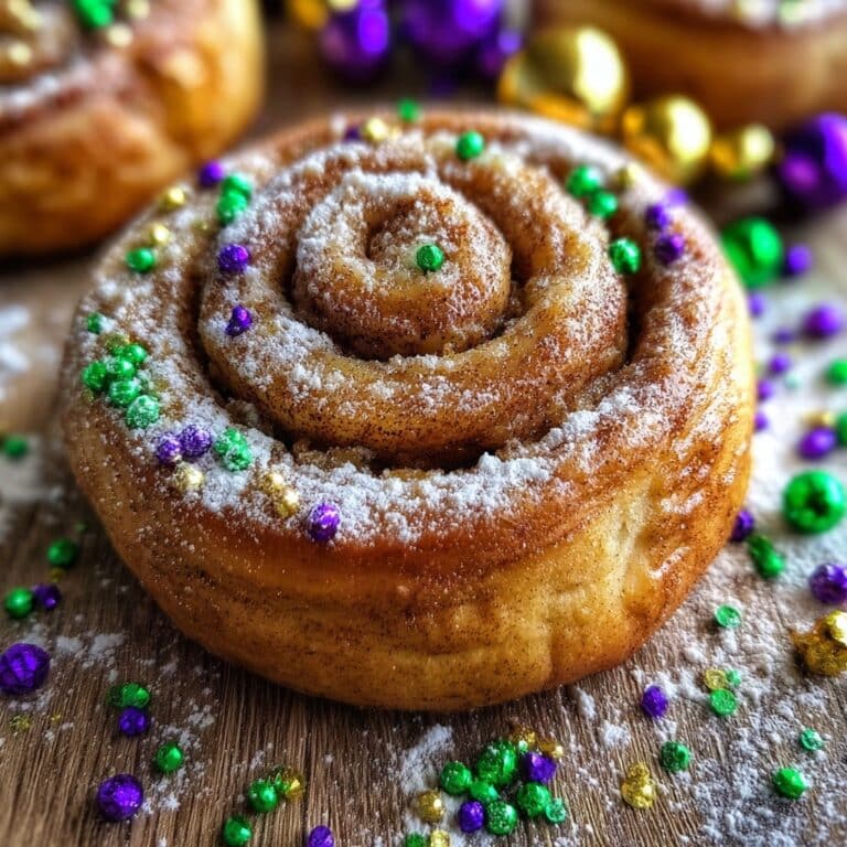 Easy Mardi Gras Cinnamon Rolls with Two-Ingredient Dough Recipe