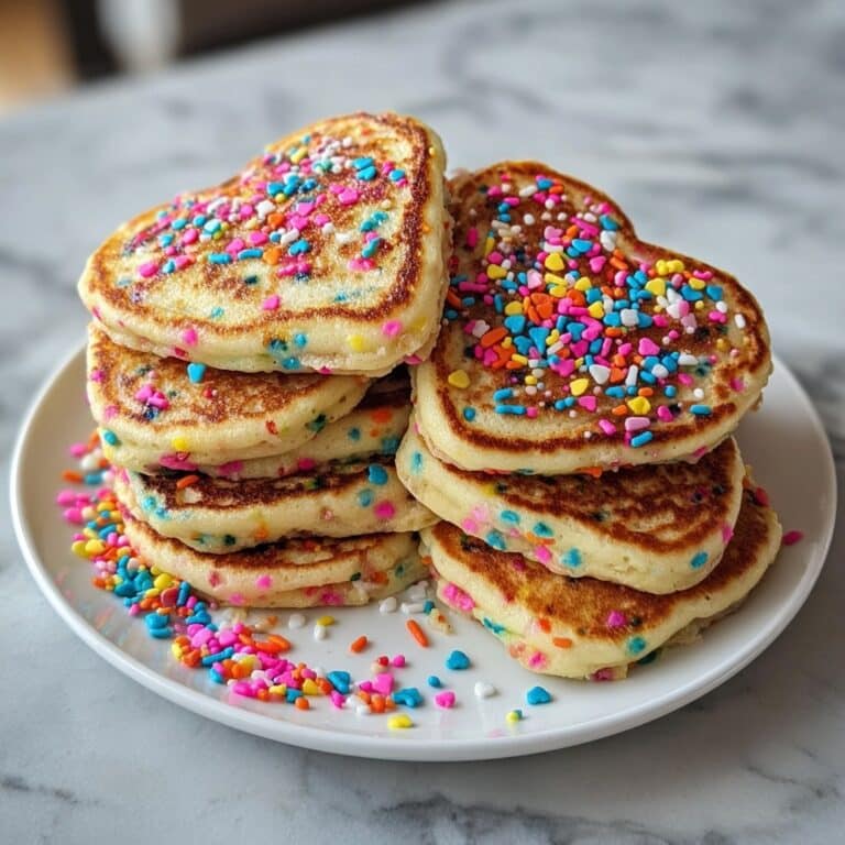 Rainbow Sprinkle Heart Pancakes Recipe