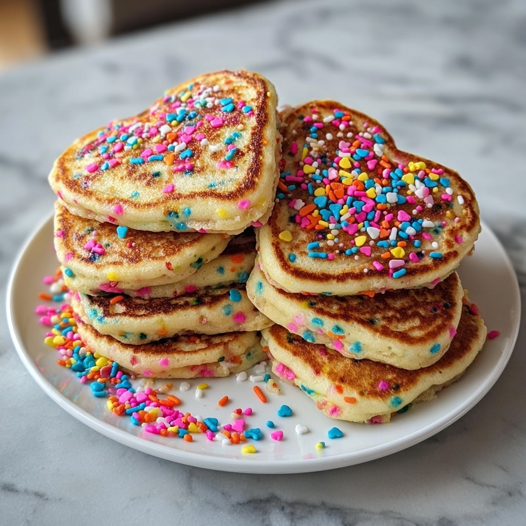 Rainbow Sprinkle Heart Pancakes Recipe