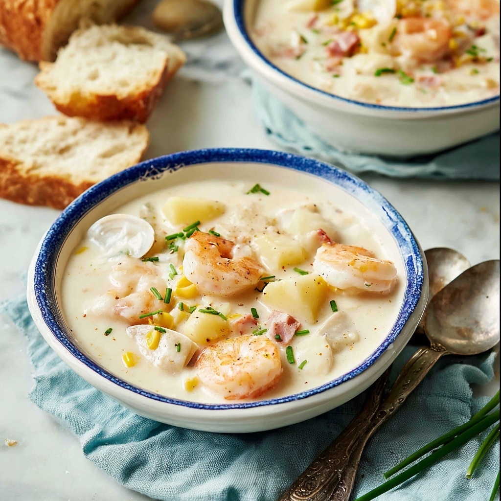 Seafood Chowder with Bacon, Potatoes, and Corn Recipe - Recipe Image