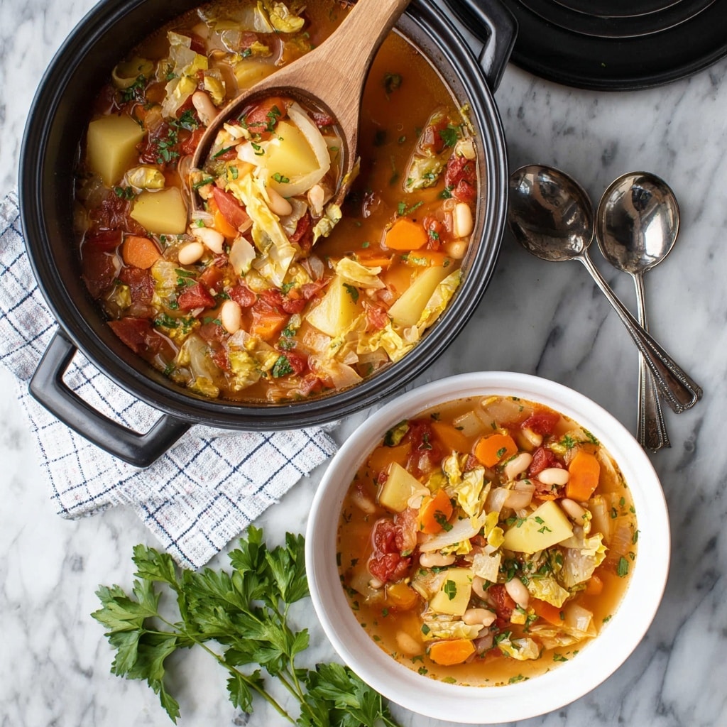 Hearty Cabbage Soup with Tomatoes and White Beans Recipe - Recipe Image