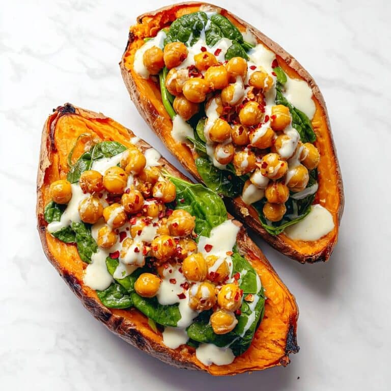 Chickpea Spinach Stuffed Sweet Potatoes Recipe