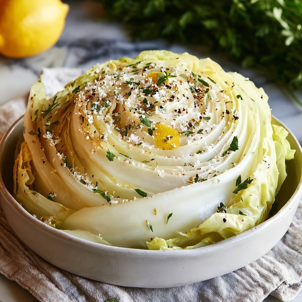 Slow Cooker Garlic Parmesan Whole Cabbage with Lemon Butter Recipe