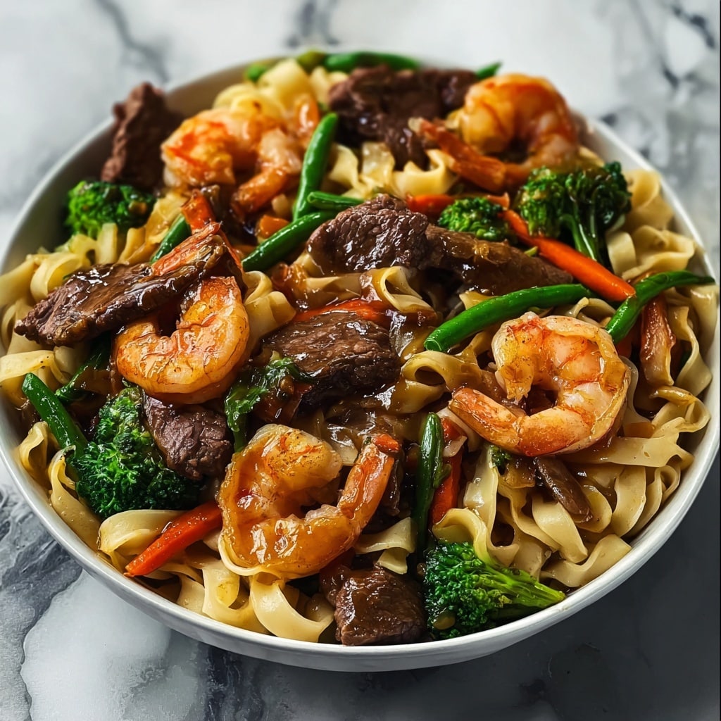 Steak & Shrimp Stir-Fried Noodles Recipe