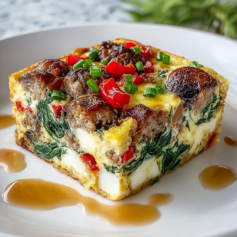 Hearty Sausage Spinach Mushroom Egg Bake Recipe