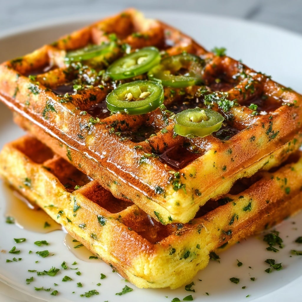 Cheddar Jalapeño Cornbread Waffles Recipe - Recipe Image