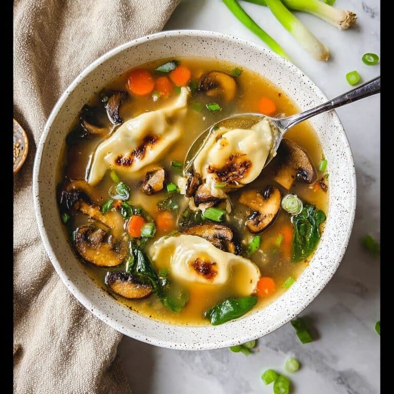 Potsticker Soup with Mushrooms, Spinach, and Ginger Recipe