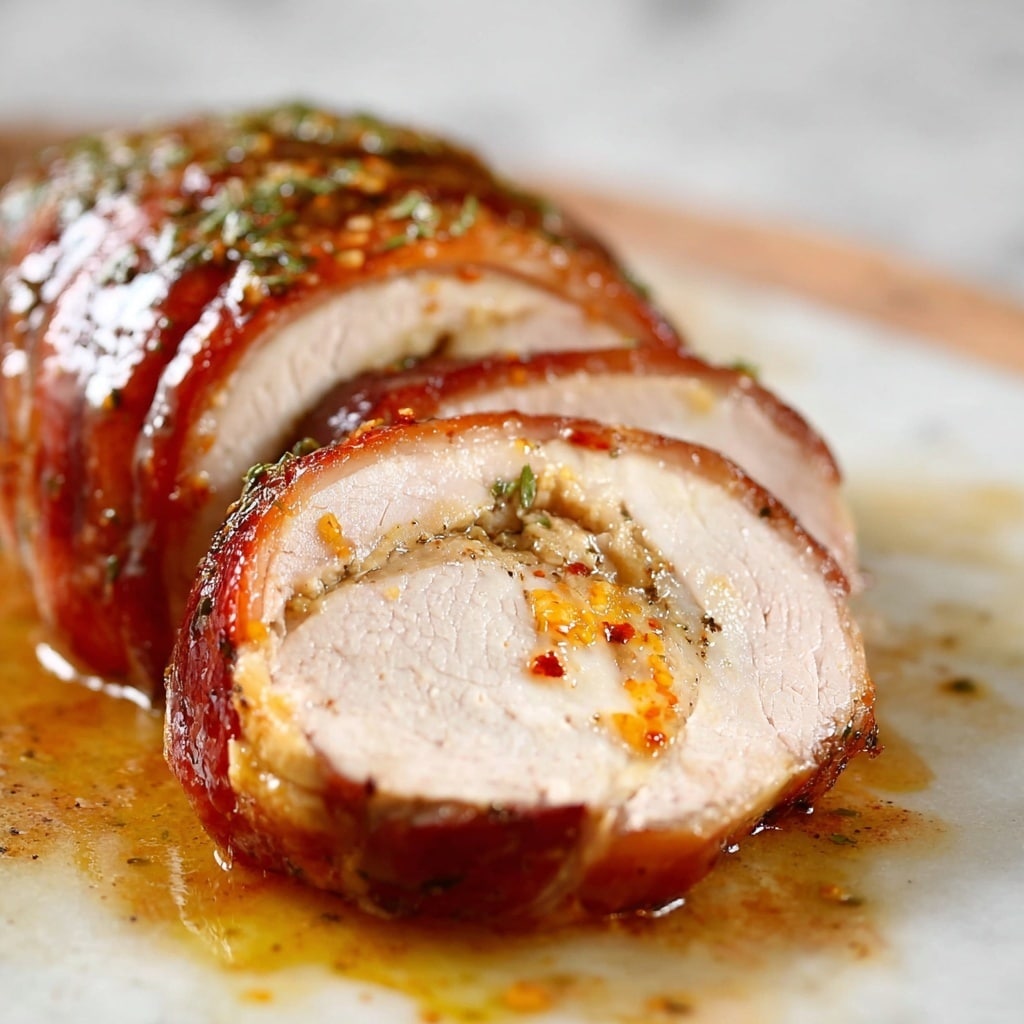 Bacon-Wrapped Pork Loin with Pepper Jelly Glaze Recipe - Recipe Image
