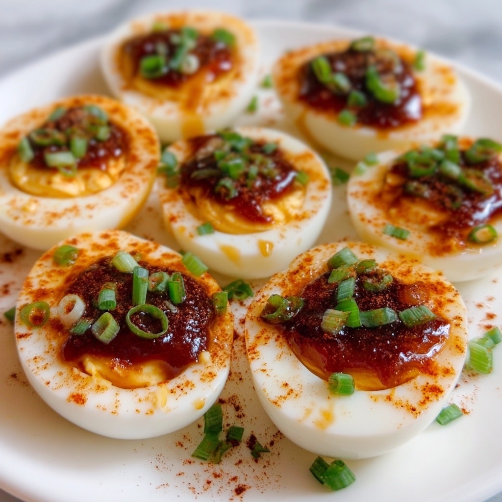 Sweet and Spicy Pepper Jelly Deviled Eggs Recipe - Recipe Image