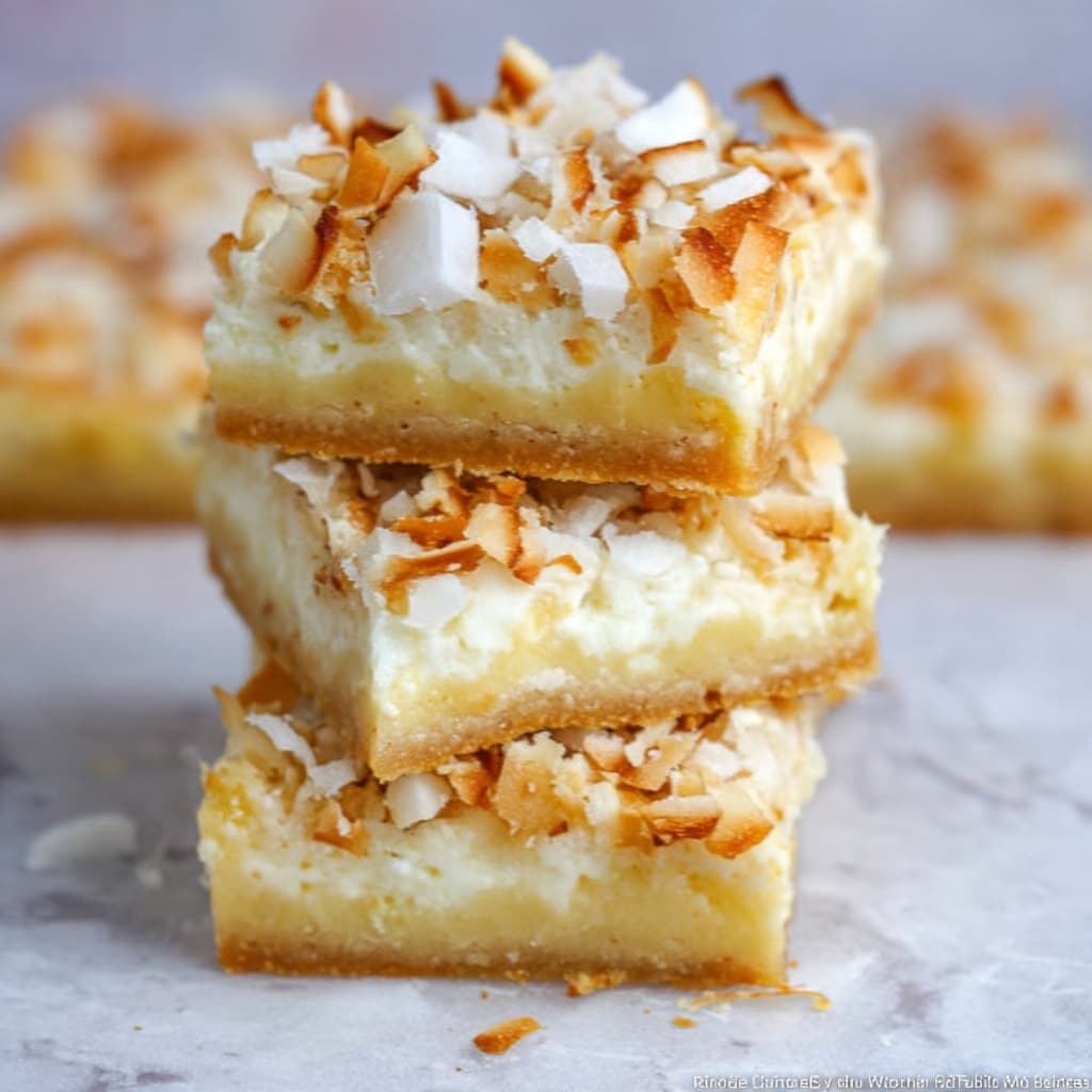 Pineapple Coconut Cheesecake Bars Recipe - Recipe Image