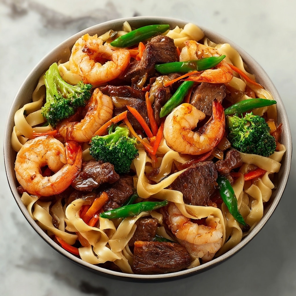 Steak & Shrimp Stir-Fried Noodles Recipe - Recipe Image