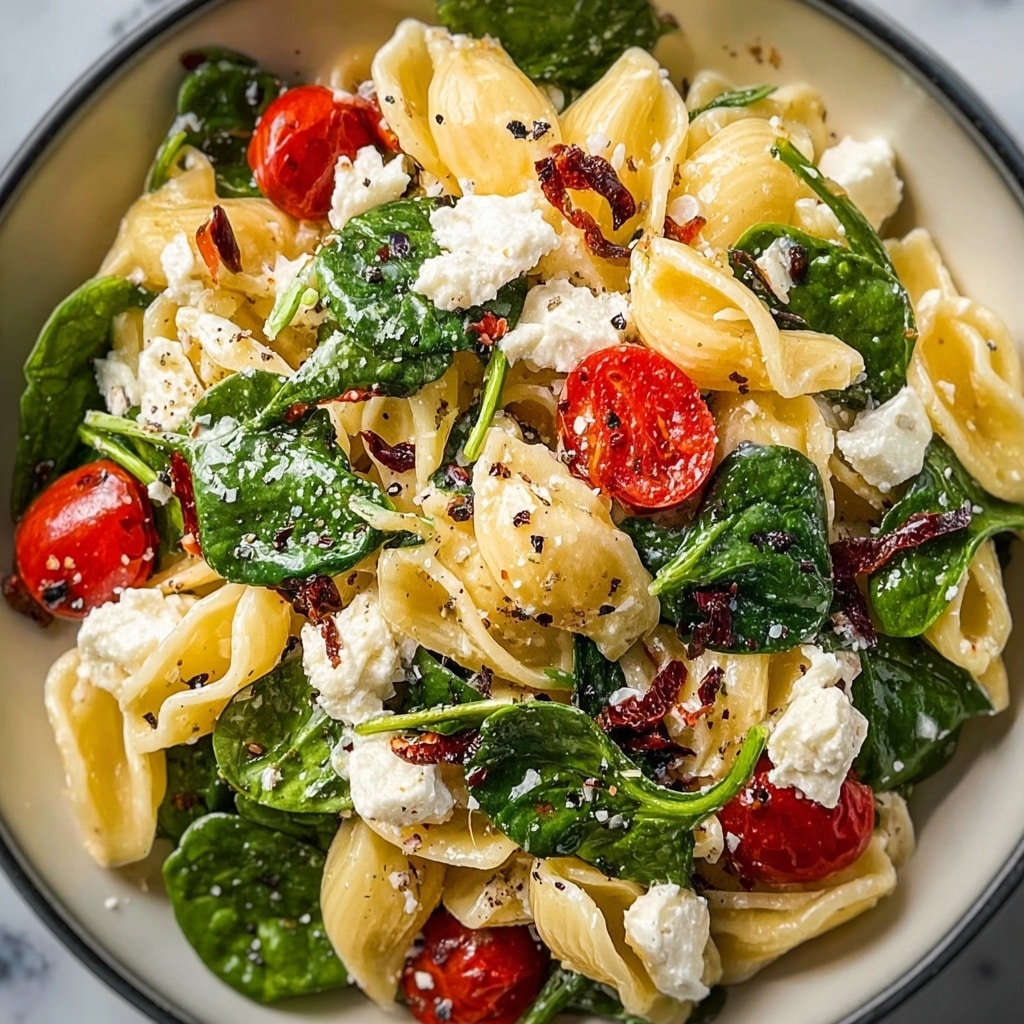 Vibrant Spinach Pasta Salad with Feta and Sweet Cranberries Recipe