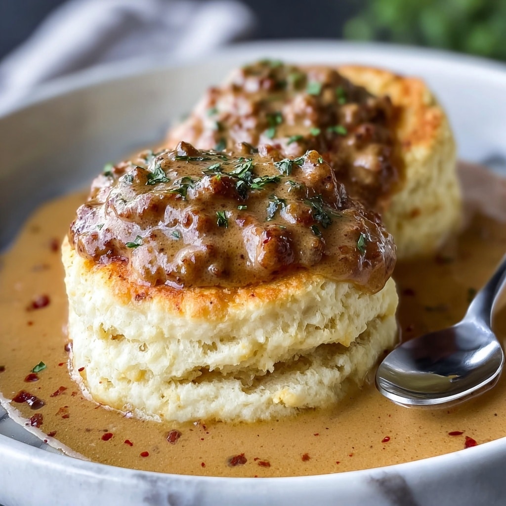Biscuits and Chorizo Gravy: A Comforting Breakfast Twist Recipe - Recipe Image