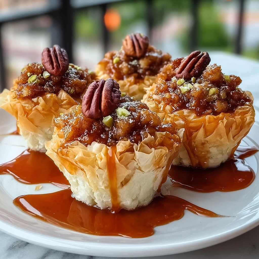 Sweet & Crunchy Pecan Caramel Baklava Cups Recipe - Recipe Image