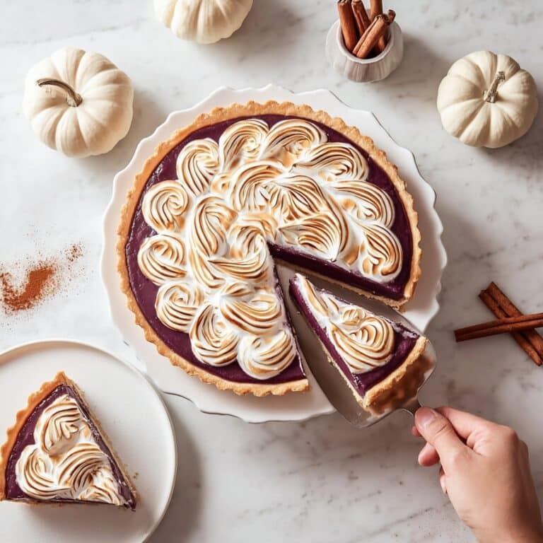 Purple Sweet Potato Pie with Swiss Meringue Topping Recipe