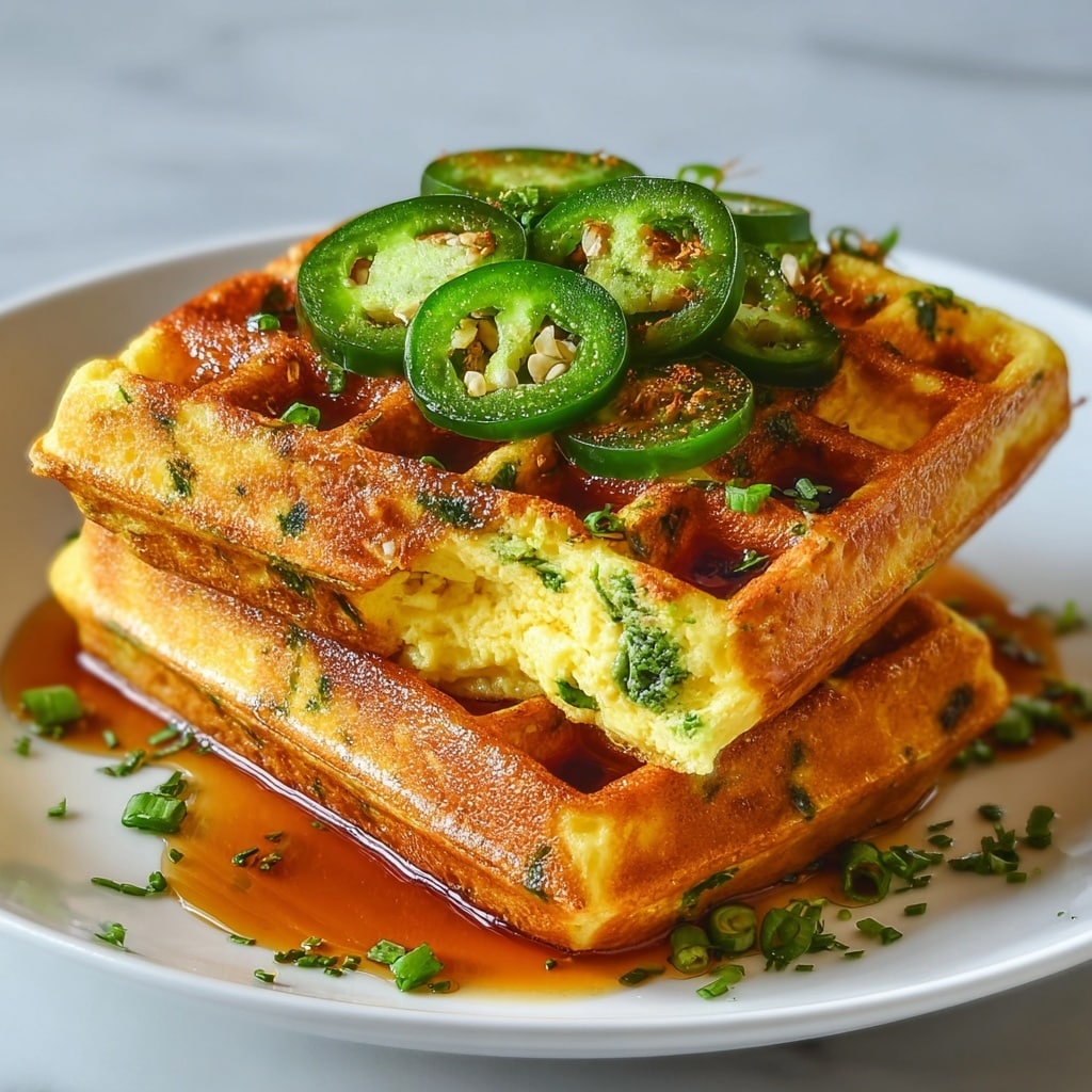 Cheddar Jalapeño Cornbread Waffles Recipe - Recipe Image