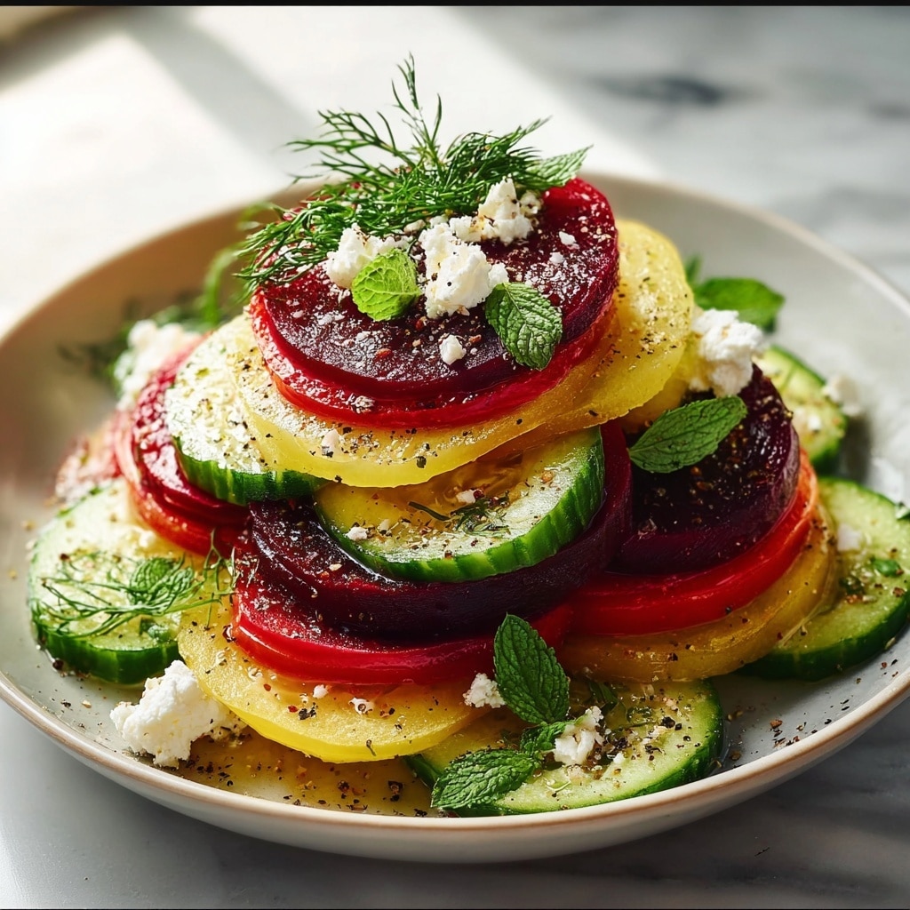 Beet and Cucumber Salad with Fresh Herbs and Feta Recipe - Recipe Image