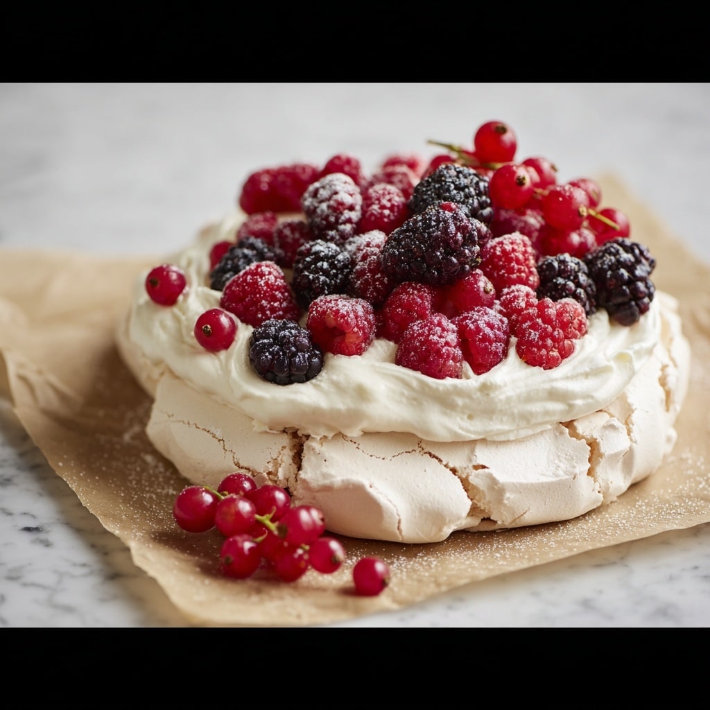 Berry Pavlova with Lemon Whipped Cream Recipe - Recipe Image