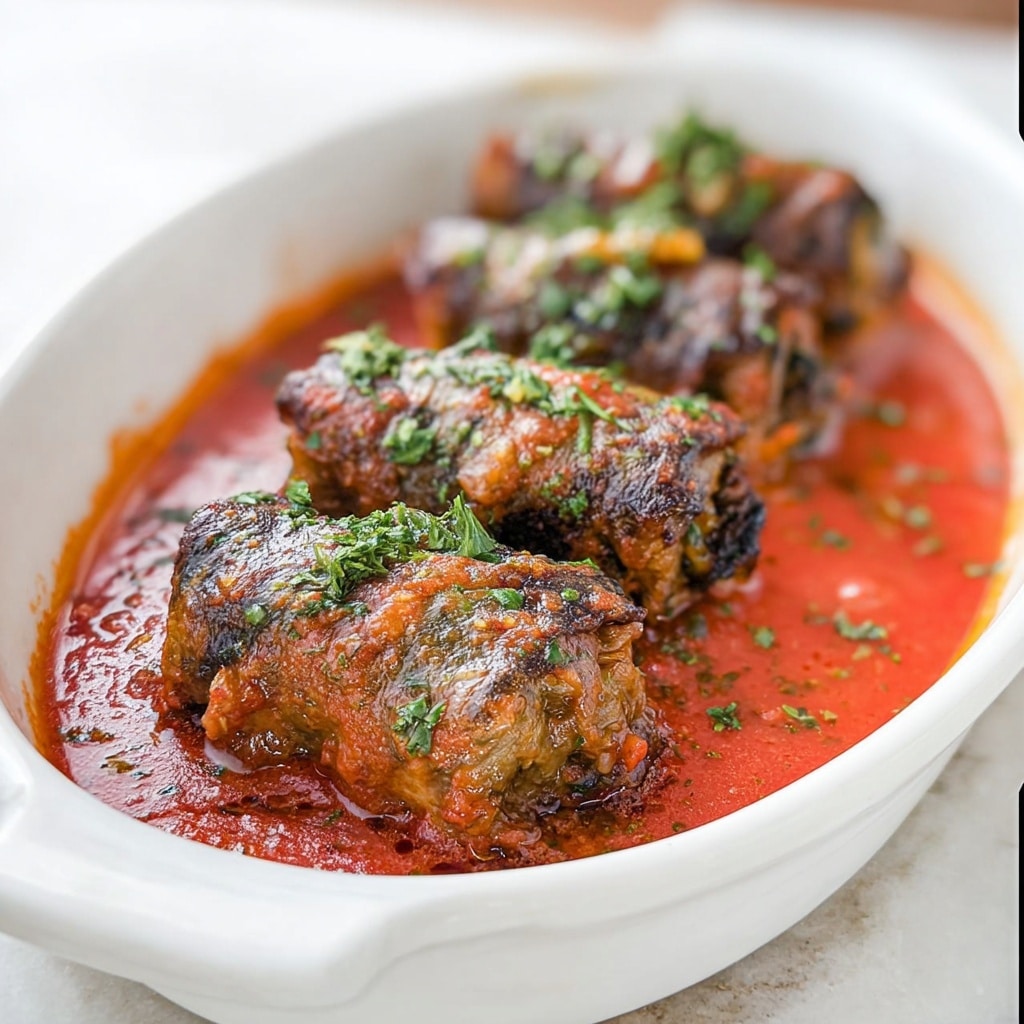 Beef Braciole (Involtini) with Tomato Sauce Recipe - Recipe Image