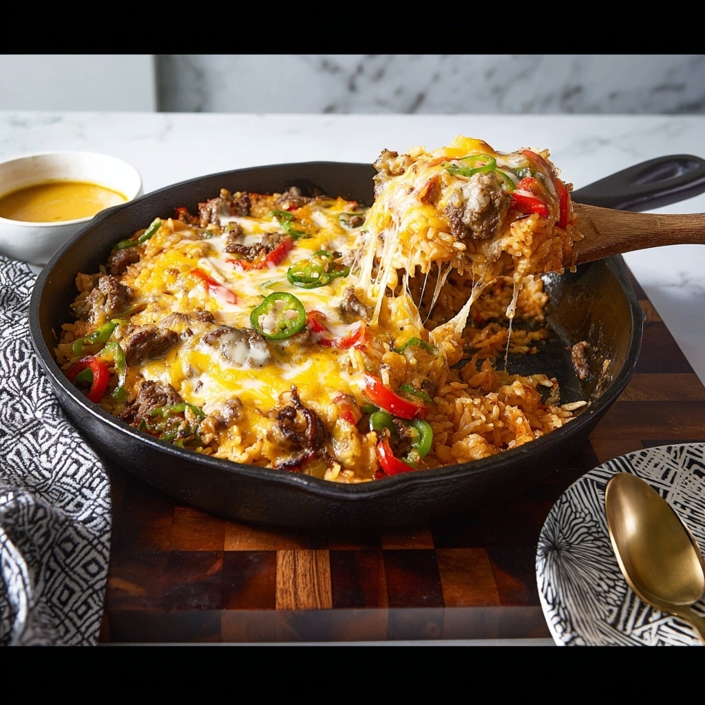 One Pan Steak Fajita and Rice Skillet Recipe - Recipe Image