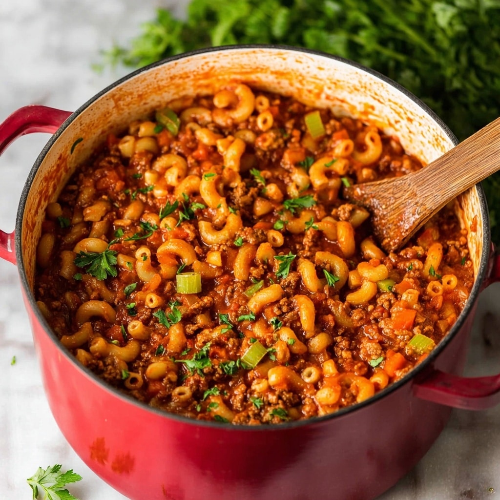 Easy One-Pot American Goulash with Ground Beef, Tomatoes, and Cheddar Recipe - Recipe Image