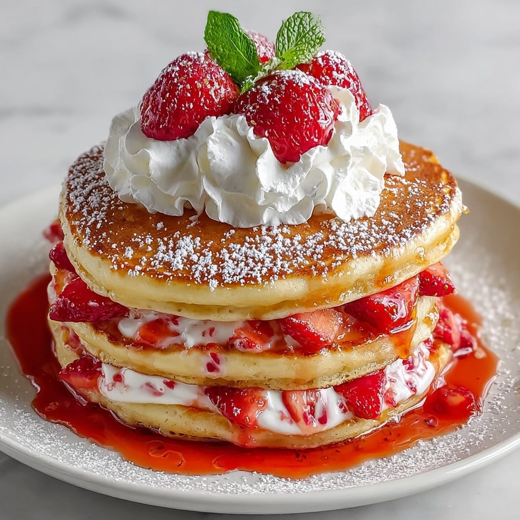 Fluffy Strawberry Cheesecake Pancakes Recipe - Recipe Image