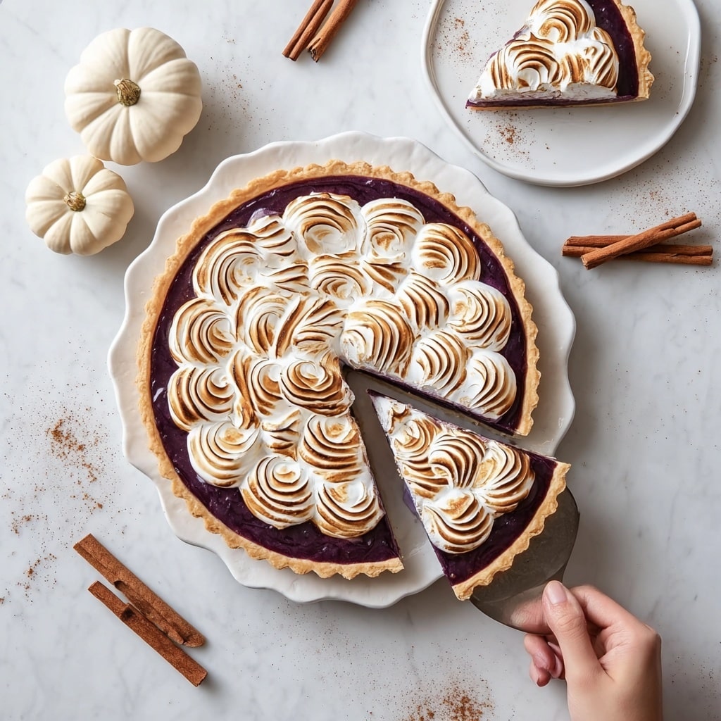 Purple Sweet Potato Pie with Swiss Meringue Topping Recipe - Recipe Image