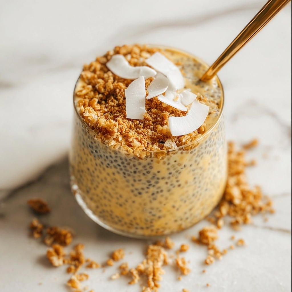 Mango Lassi Chia Pudding with Sticky Walnut Crumble Recipe - Recipe Image